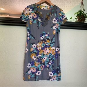 Boden floral beaded neck dress size 4